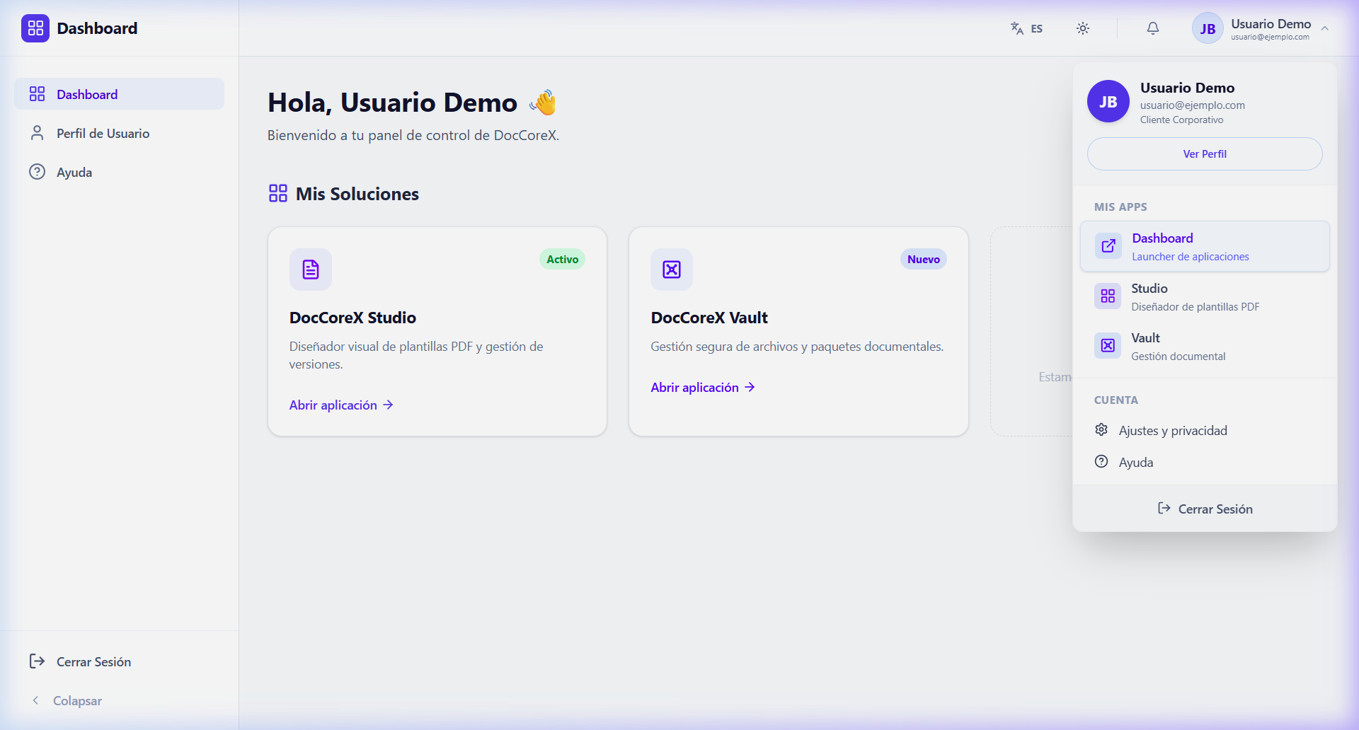 User Menu